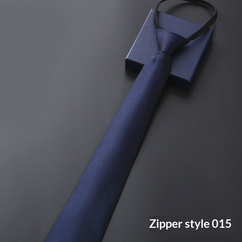 Mens Business Formal Zipper Tie With Blue Stripes - ARCHSHOPE
