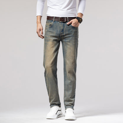 Herren Straight Stretch Slim Retro Running Volumen Vielseitige Retro Herren Lange Jeans
