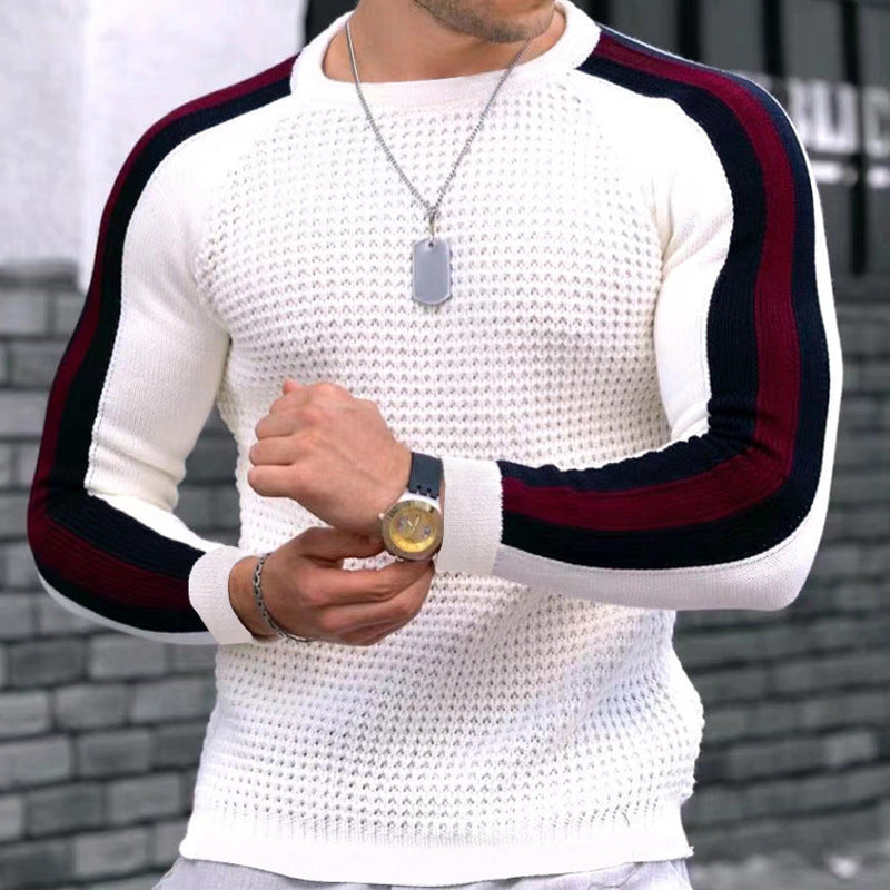 Pull de sport décontracté à bas slim contrasté pour homme