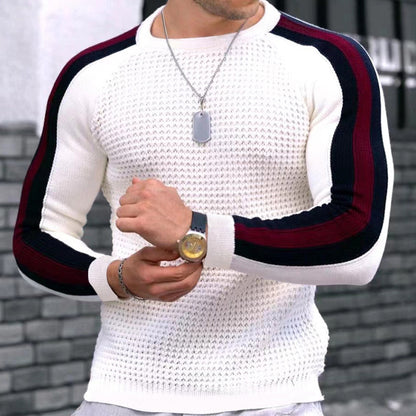 Pull de sport décontracté à bas slim contrasté pour homme