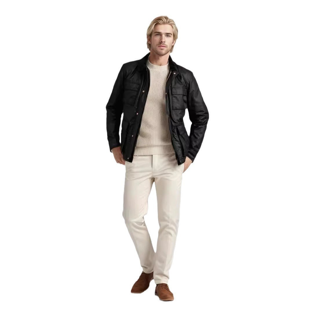 Veste zippée de couleur unie pour homme