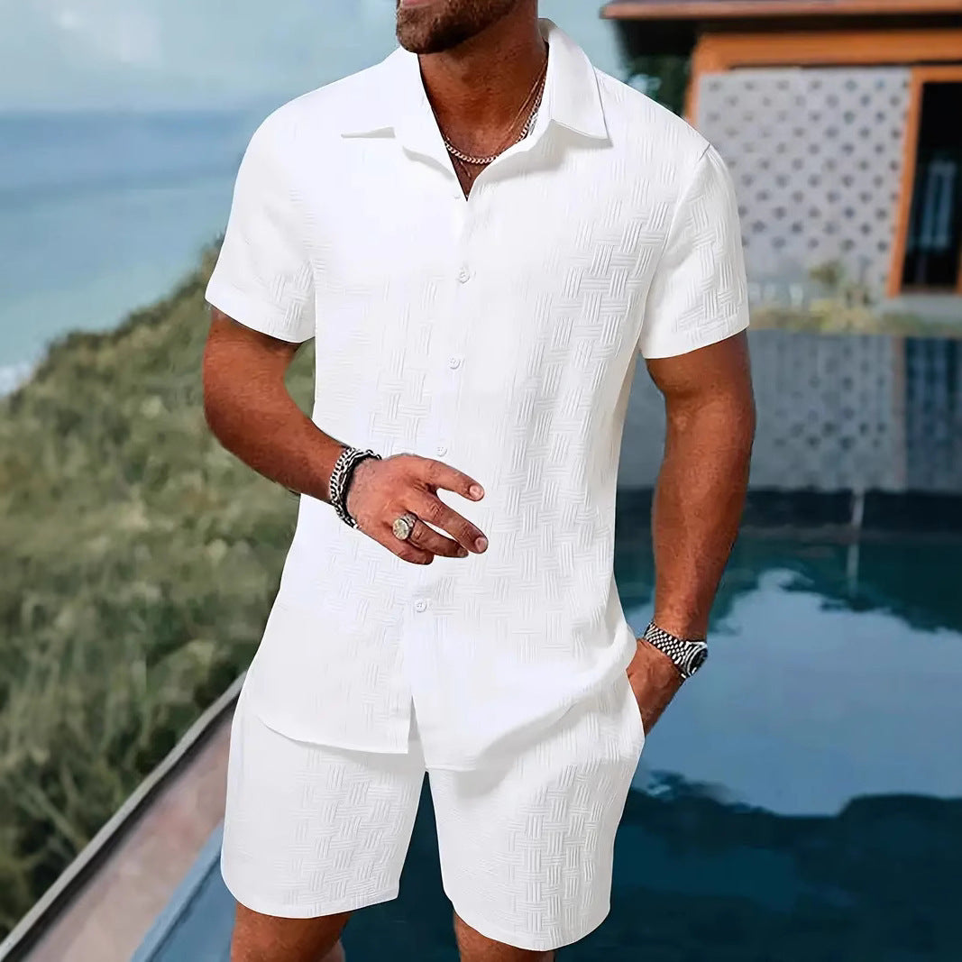 Summer Jacquard Black And White Solid Color Suit - ARCHSHOPE
