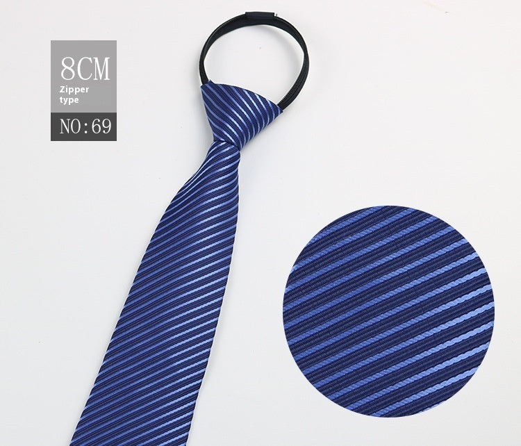 Black Men's Tie Striped Blue Business Tie Lazy Zip Tie In Stock Wholesale Pull Peels - ARCHSHOPE