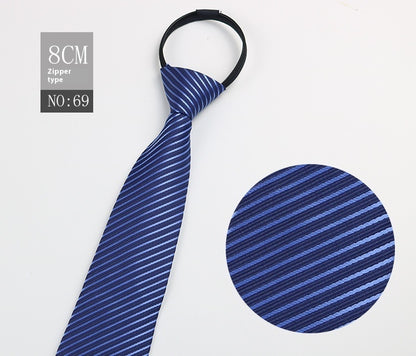 Black Men's Tie Striped Blue Business Tie Lazy Zip Tie In Stock Wholesale Pull Peels - ARCHSHOPE