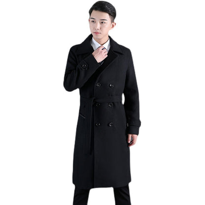 Männer Lange Windjacke Herbst Und Winter Neue Woll Zweireiher Mode Slim