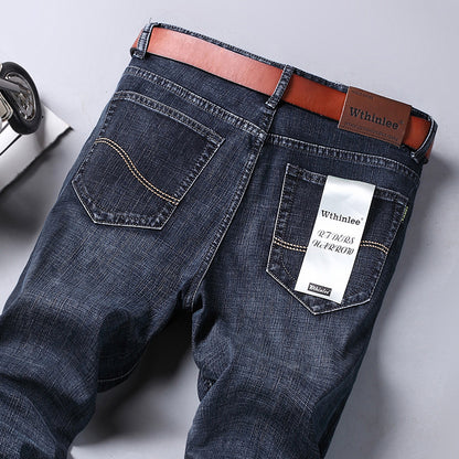 Jeans Herren Straight Loose Casual Pants Fleece-gefütterte, verdickte Herrenhose