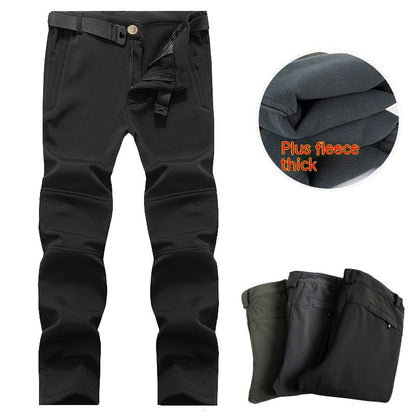 Pantalon tactique d'extérieur à coque souple pour homme, ample, grande taille, doublé polaire, pour l'escalade