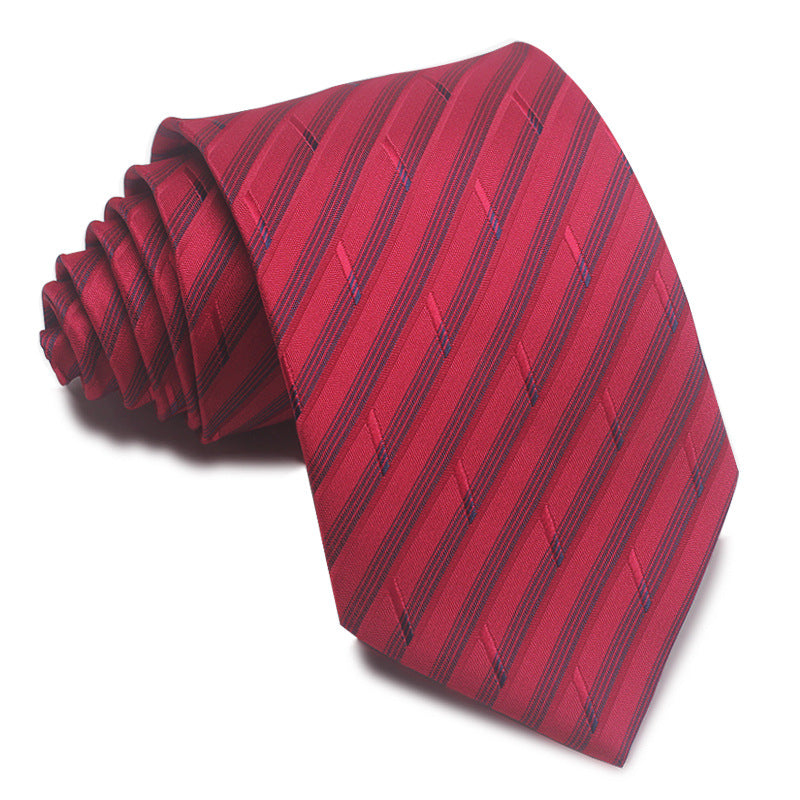 8CM Polyester Jacquard Striped Tie Men's Business Formal Red Black Blue - ARCHSHOPE