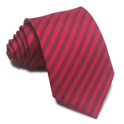 8CM Polyester Jacquard Striped Tie Men's Business Formal Red Black Blue - ARCHSHOPE