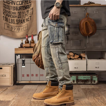 Pantalon décontracté coupe droite style rétro printemps et automne