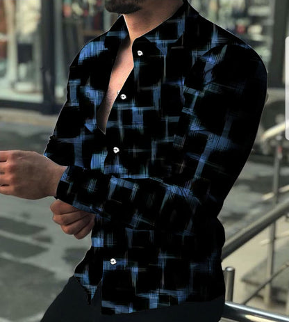 Chemise à manches longues à revers avec impression numérique 3D