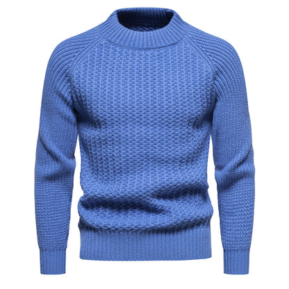Pull décontracté ample à col rond pour homme, couleur unie