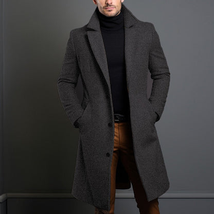 Woolen Men's Mid-length Trench Coat - ARCHSHOPE