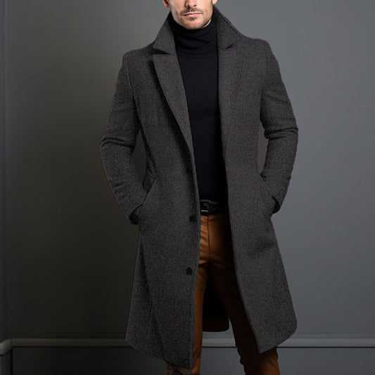 Woolen Men's Mid-length Trench Coat - ARCHSHOPE