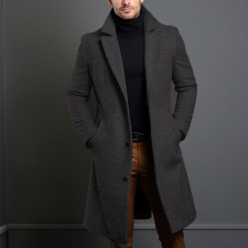 Woolen Men's Mid-length Trench Coat - ARCHSHOPE