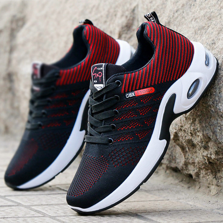 Modische Mesh-Schuhe mit gestreiftem Design für Herren, atmungsaktive Schnür-Sneaker für den Außenbereich, lässige, leichte Laufsportschuhe für Herren