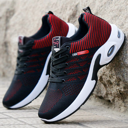 Modische Mesh-Schuhe mit gestreiftem Design für Herren, atmungsaktive Schnür-Sneaker für den Außenbereich, lässige, leichte Laufsportschuhe für Herren