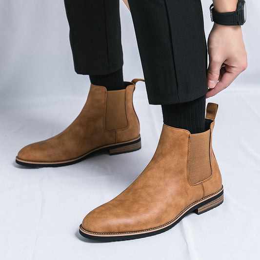Chaussures montantes pointues en cuir grande taille pour hommes, bottines Chelsea pointues britanniques