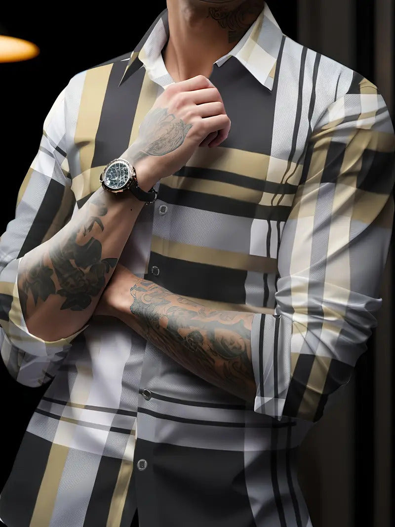 Breathable Volkswagen Casual Versatile Lattice Men's Long Sleeve Shirt - ARCHSHOPE