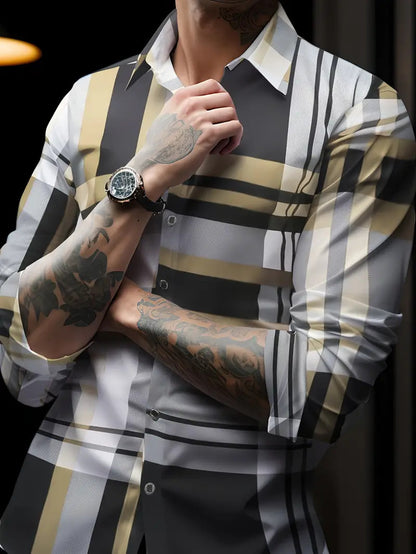 Breathable Volkswagen Casual Versatile Lattice Men's Long Sleeve Shirt - ARCHSHOPE