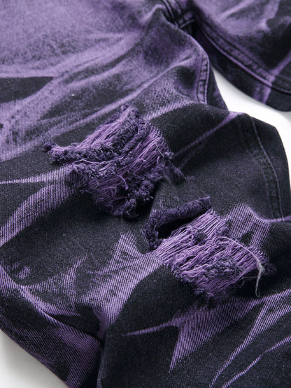 Pantalon en jean déchiré violet et noir
