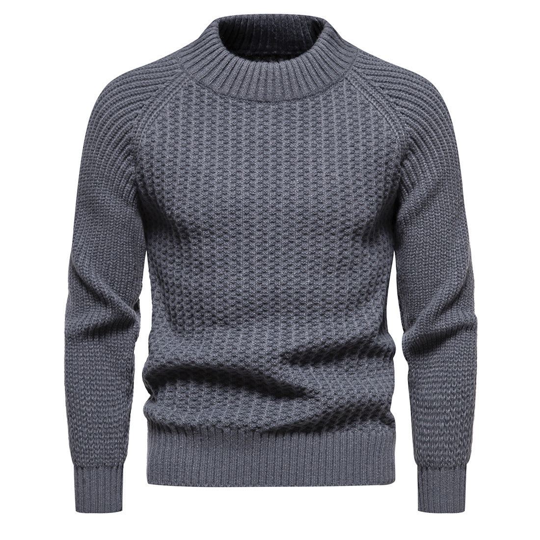 Pull décontracté ample à col rond pour homme, couleur unie