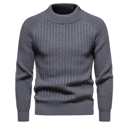 Pull décontracté ample à col rond pour homme, couleur unie