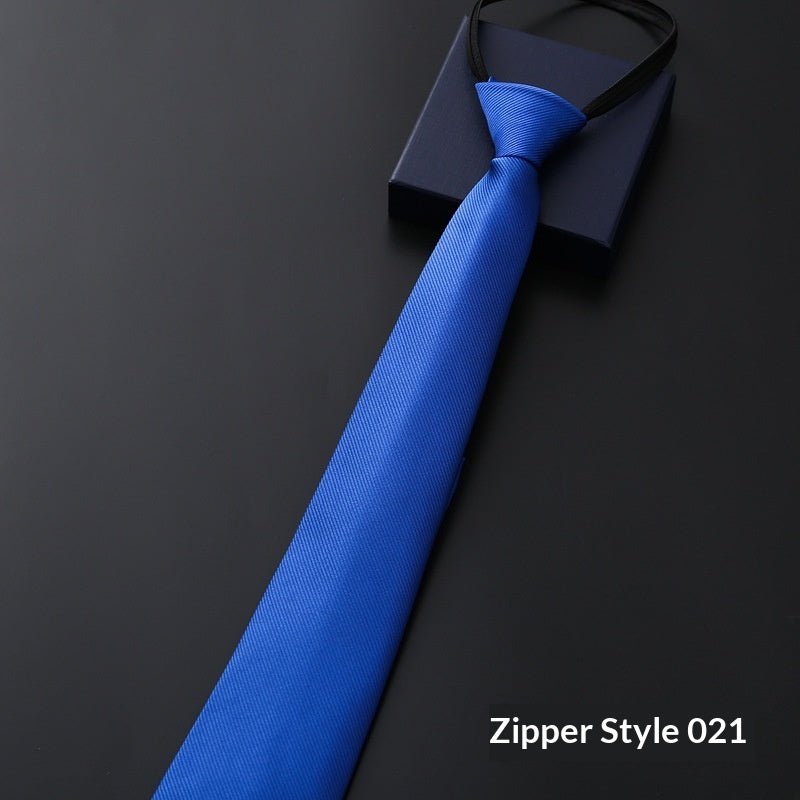 Mens Business Formal Zipper Tie With Blue Stripes - ARCHSHOPE