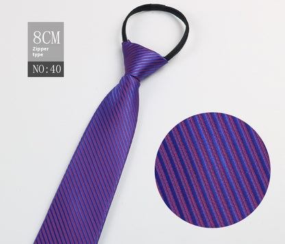 Black Men's Tie Striped Blue Business Tie Lazy Zip Tie In Stock Wholesale Pull Peels - ARCHSHOPE