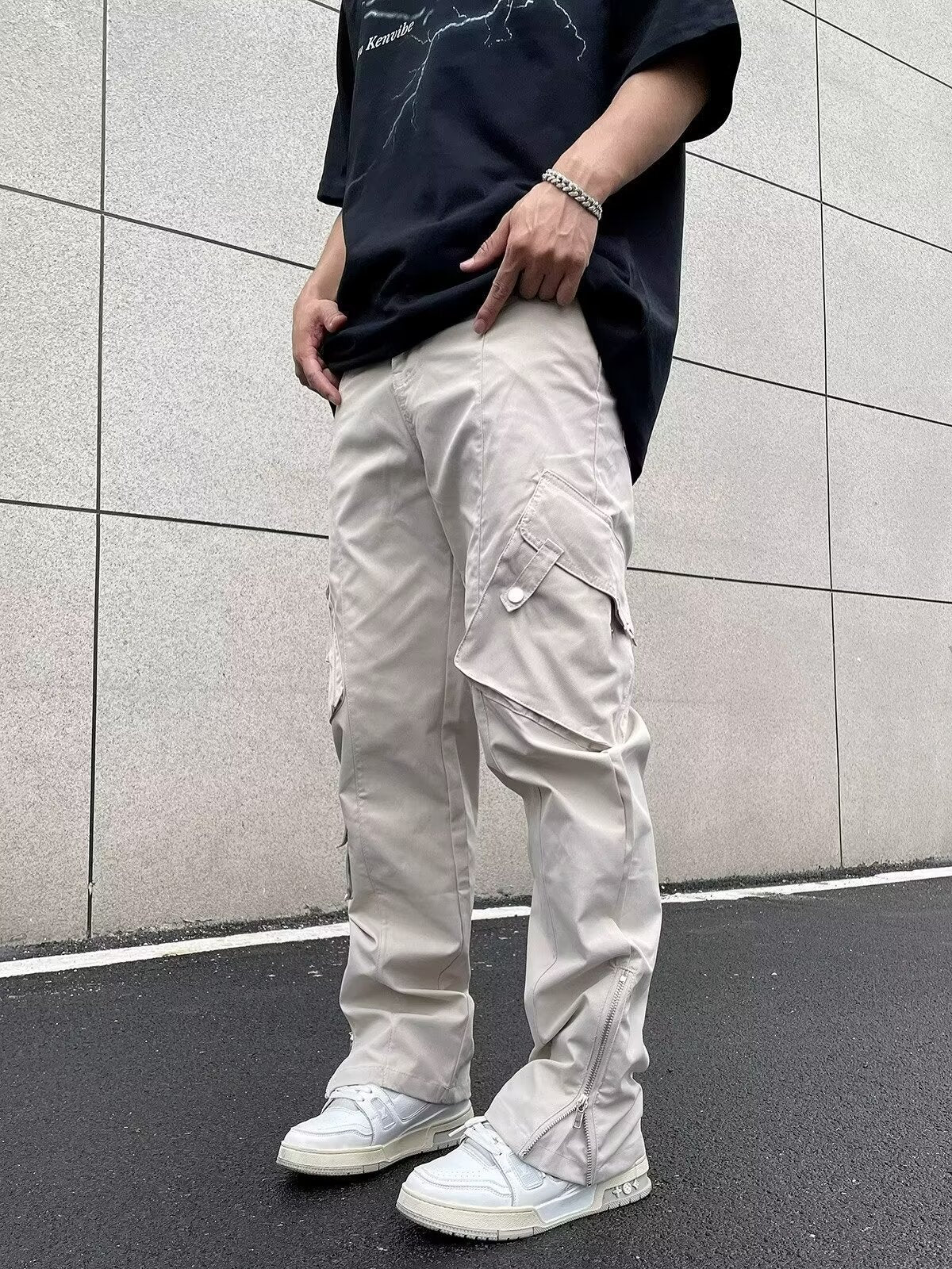 Salopette ample rétro à jambes larges et multi-poches