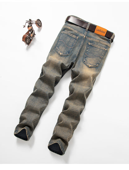 Herren Straight Stretch Slim Retro Running Volumen Vielseitige Retro Herren Lange Jeans
