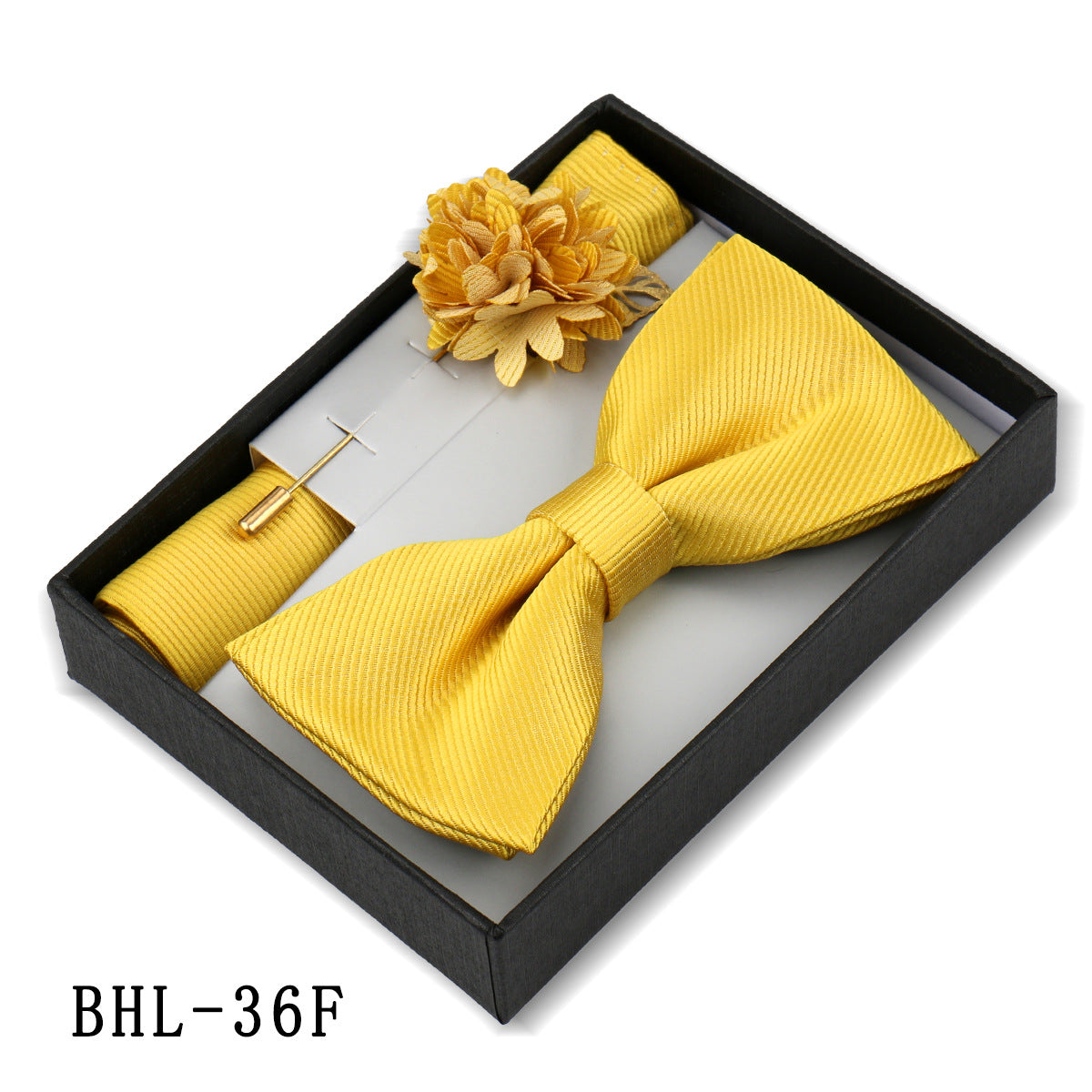 Mens Bow Tie, Pocket Square, And Brooch Gift Set - ARCHSHOPE