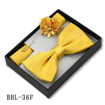 Mens Bow Tie, Pocket Square, And Brooch Gift Set - ARCHSHOPE