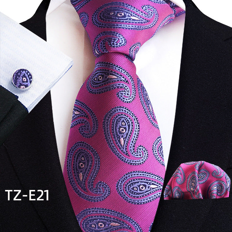 Paisley Tie Square Scarf Pocket Square Cufflinks Three-piece Set - ARCHSHOPE