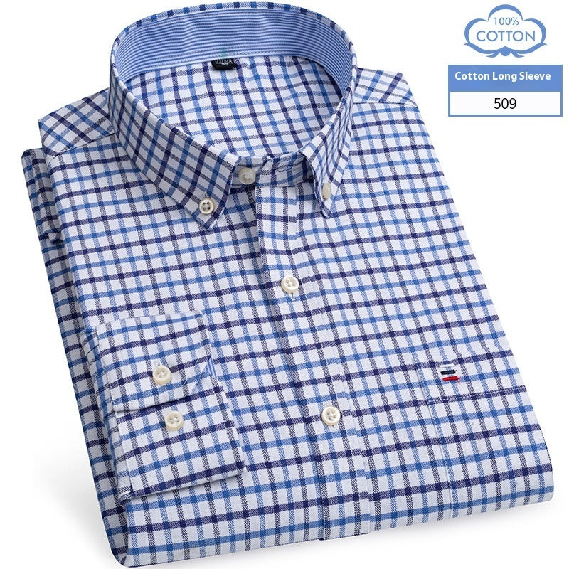 Chemise en coton à manches longues pour homme, coupe slim, style business décontracté