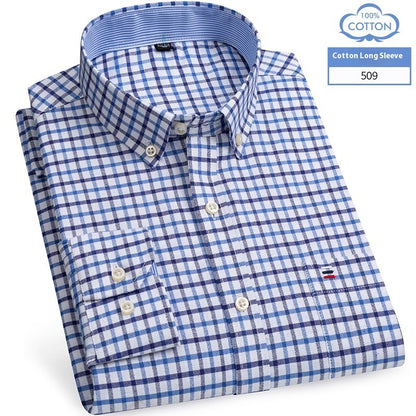 Chemise en coton à manches longues pour homme, coupe slim, style business décontracté