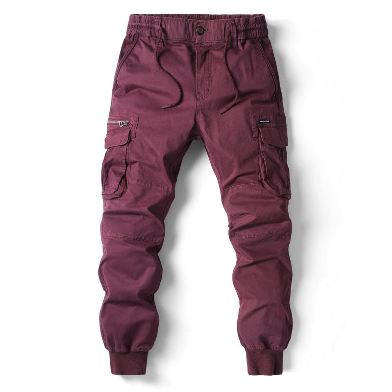 Solid Color Skinny Pants Multi-pocket Men's Working Pants - ARCHSHOPE