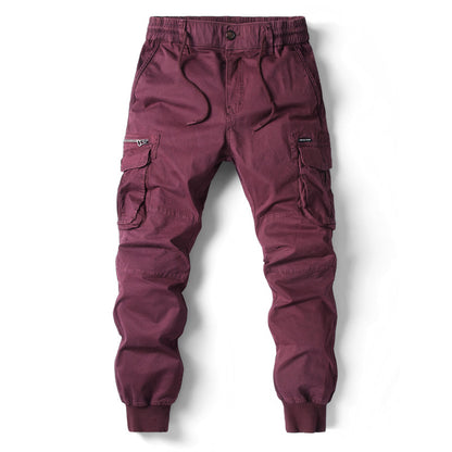 Solid Color Skinny Pants Multi-pocket Men's Working Pants - ARCHSHOPE