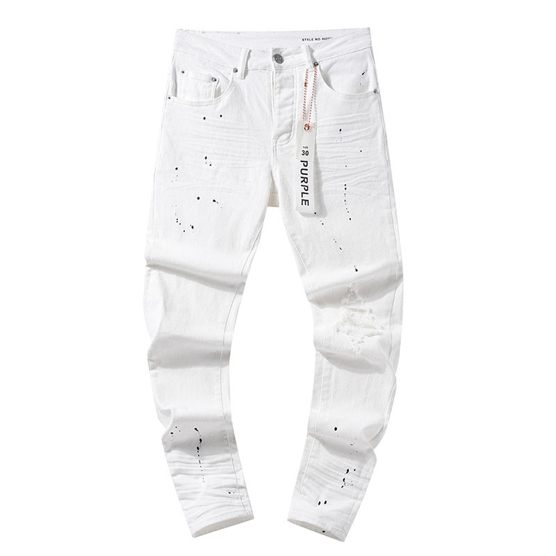 American High Street Hole &amp; Patch Trendy Retro Straight Washed Jeans