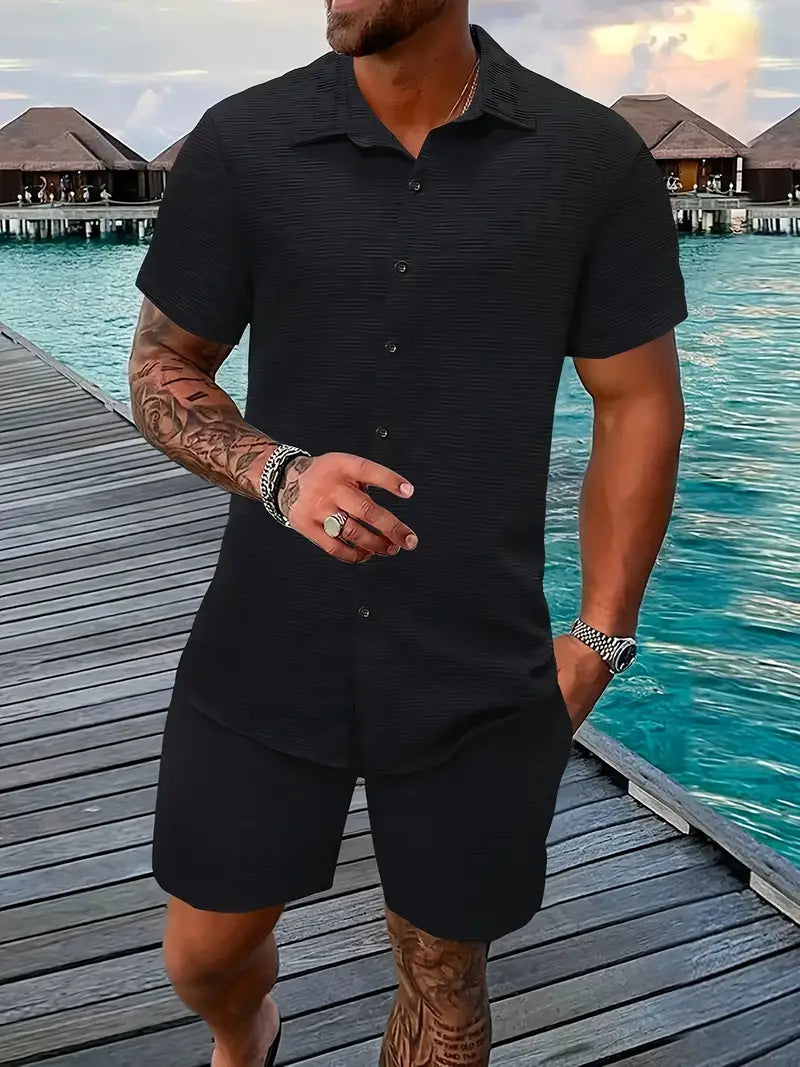 Summer Jacquard Black And White Solid Color Suit - ARCHSHOPE