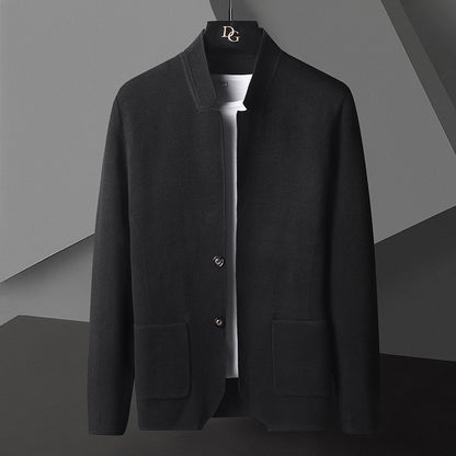Strickjacke mit Taschen und Stehkragen für Herren
