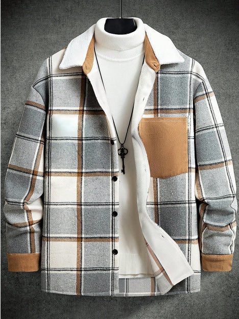 Fashion Men's Retro Outerwear Brushed Shirt Coat
