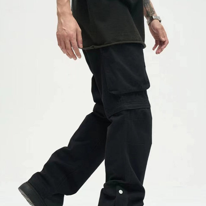Pantalon homme coupe droite, ample, décontracté, mode nationale, grandes poches
