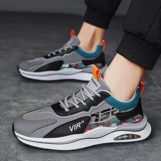 Baskets en maille à coussin d'air, chaussures de sport à lacets personnalisées et tendance pour hommes, chaussures de marche décontractées et polyvalentes, respirantes et de course