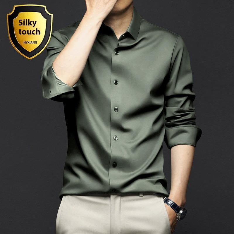 Chemise à manches longues pour homme, anti-rides, sans repassage, pour le travail