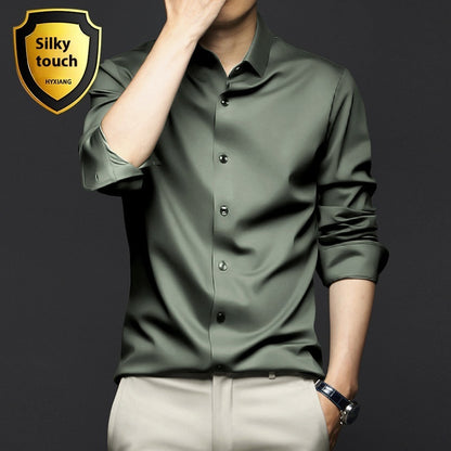 Chemise à manches longues pour homme, anti-rides, sans repassage, pour le travail