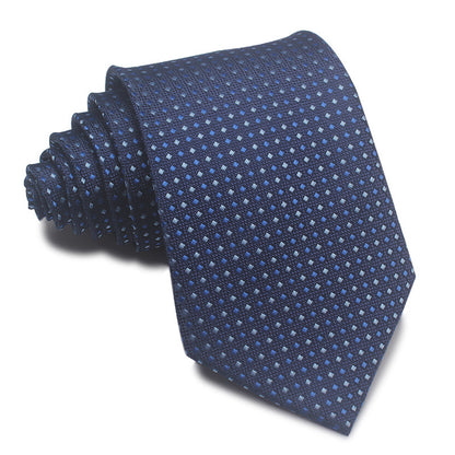 8CM Polyester Jacquard Striped Tie Men's Business Formal Red Black Blue - ARCHSHOPE