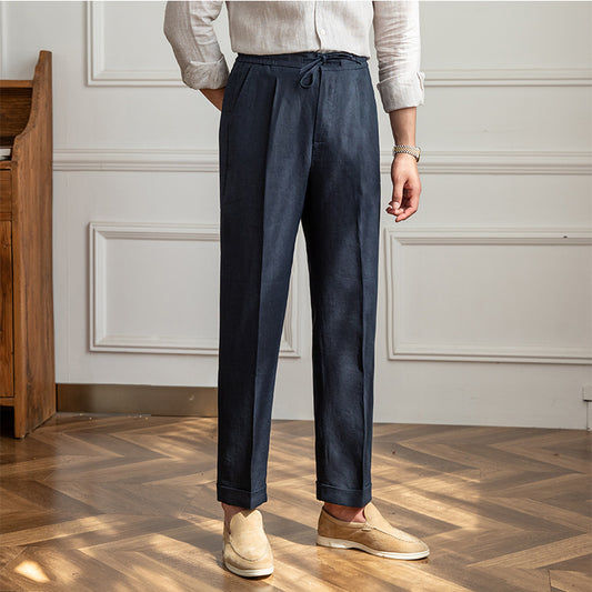 Pantalon décontracté en lin fin et léger pour les déplacements quotidiens