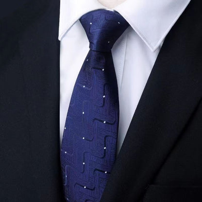 Mens Business Formal Zipper Tie With Blue Stripes - ARCHSHOPE