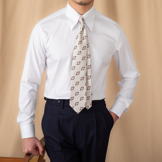 Chemise blanche à manches longues pour homme, coupe slim, style business
